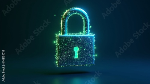 A highly detailed, vibrant, and exaggerated 3D illustration of a cybersecurity concept, featuring a large, ornate lock constructed from intricate, swirling patterns of digital codes