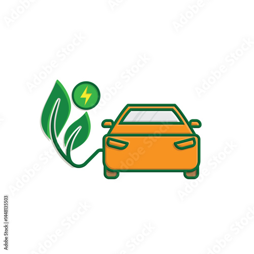 car icon. eco friendly car vector.  vector means of transportation. zero emission, green energy, web, technology. 3d simple design style. template design