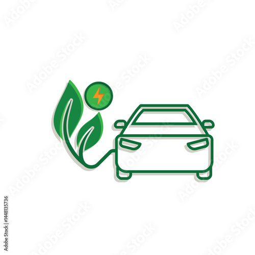 car icon. eco friendly car vector. vector means of transportation. zero emission, green energy, web, technology. Mixed design style. template design
