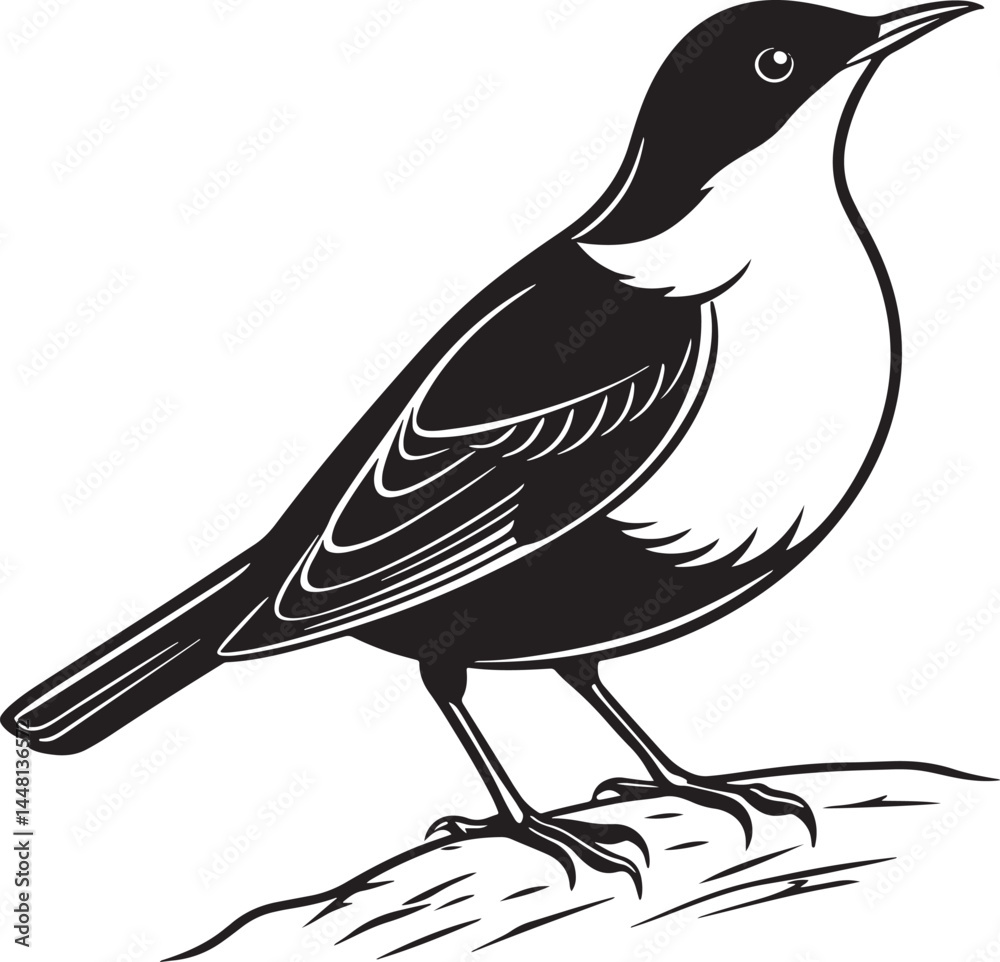 White-Throated Dipper bird silhouette vector Illustration White-Throated Dipper bird silhouette vector Illustration