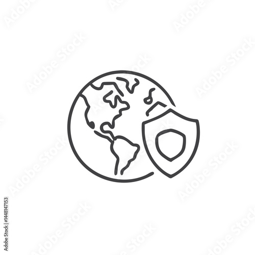 Earth Protected by Shield Icon for Environmental Websites, Climate Action Campaigns, Global Security Materials and Conservation Education Resources