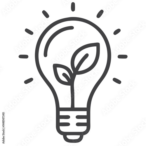 Green Energy Lightbulb Icon for Renewable Resources Websites, Sustainability Blogs, Environmental Education Materials and Eco-Innovation Guides