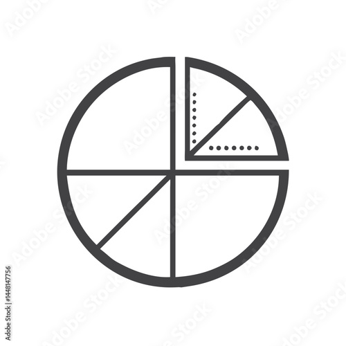 Pie Chart Segments Icon for Business Presentations, Data Visualization Tools, Analytics Dashboards, Statistical Reports and Financial Summaries