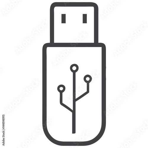 USB Flash Drive Icon for Tech Websites, Data Storage Services and Digital Device Interfaces