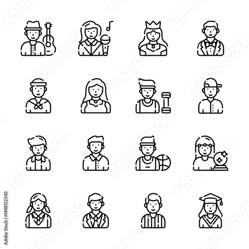 Check out amazing set of human profiles line style icons