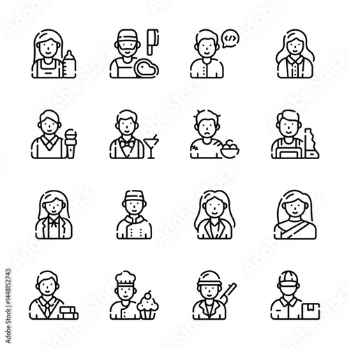 Creatively designed outline collection depicting people avatars icons