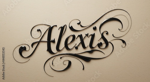 Alexis Calligraphy Black Design on Beige Background