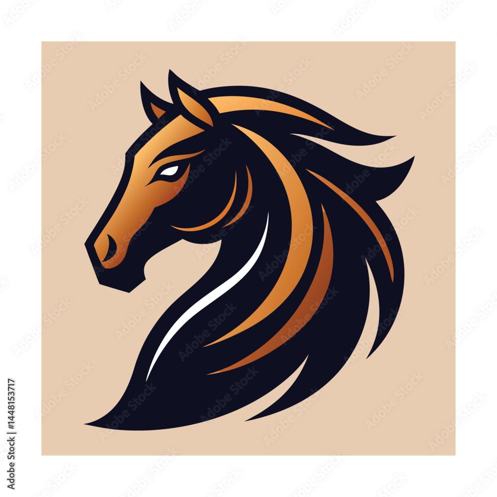 Fototapeta premium Stylized Horse Head with Flowing Mane for Speed and Luxury