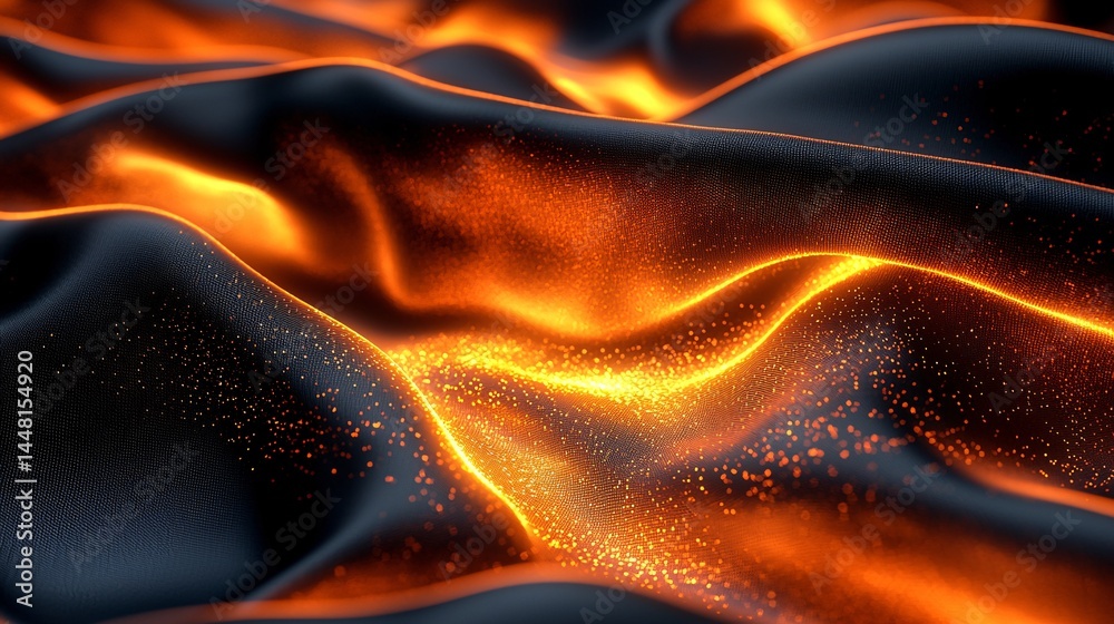 Obraz premium Black liquid flowing with flame light