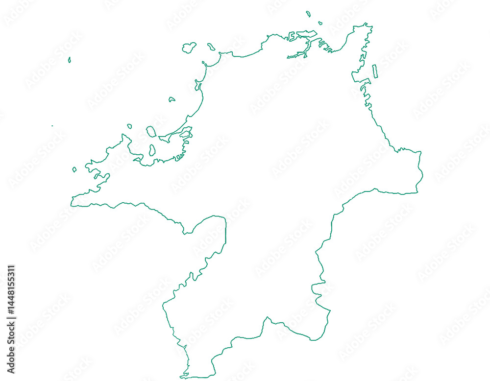 Obraz premium 福岡県 地図 白 イラスト