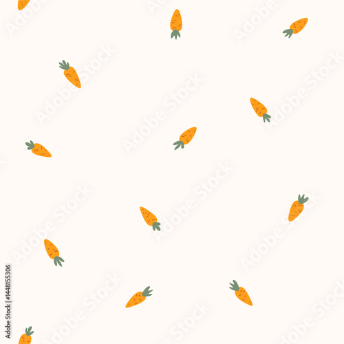 Vector illustration. Mini carrots seamless pattern, summer fabric design, baby clothes print, mini fruit seamless pattern