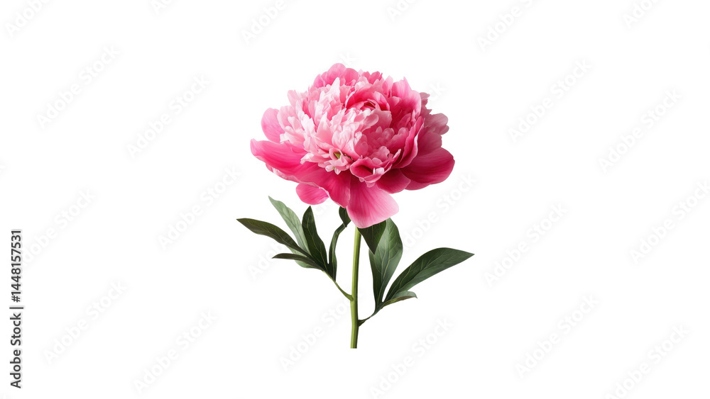 Single Pink Peony Flower on Transparent Background Single Pink Peony Flower on Transparent Background