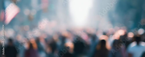 Wallpaper Mural Blurred image of large crowd in city street with flags visible Torontodigital.ca
