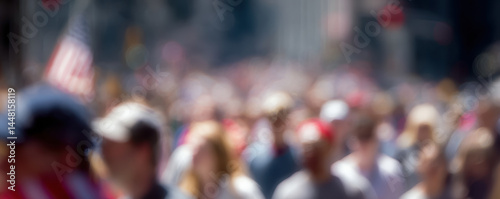 Wallpaper Mural Blurred crowd of people at parade with American flag visible Torontodigital.ca