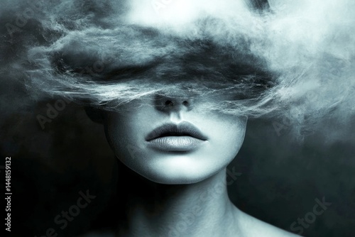 Obraz na płótnie Societal pressure - cause of depression: abstract image of well-being. Depression recovery process. Metaphorical societal pressure physical senses, of a loss of pleasure or interest. Low mood. w salonie