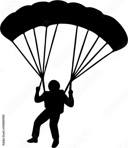 silhouette of a man with a parachute