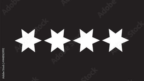 Abstract Five stars customer product review icon on black background.