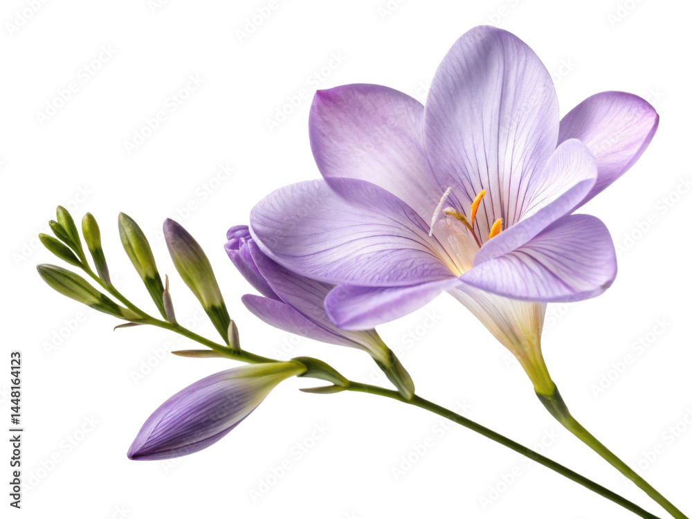 Stunning freesia flower in soft lavender hues showcases delicate petals and vibrant details, embodying beauty and elegance Stunning freesia flower in soft lavender hues showcases delicate petals and vibrant details, embodying beauty and elegance