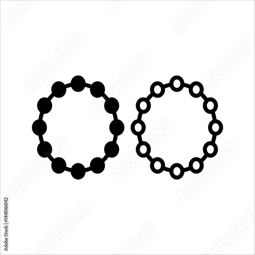 Buddhist mala, rosary cartoon beads with tassel. Funny pink loop of prayer beads on string for zen meditation. praying, spirituality mascot, cartoon cute traditional chaplet vector illustration