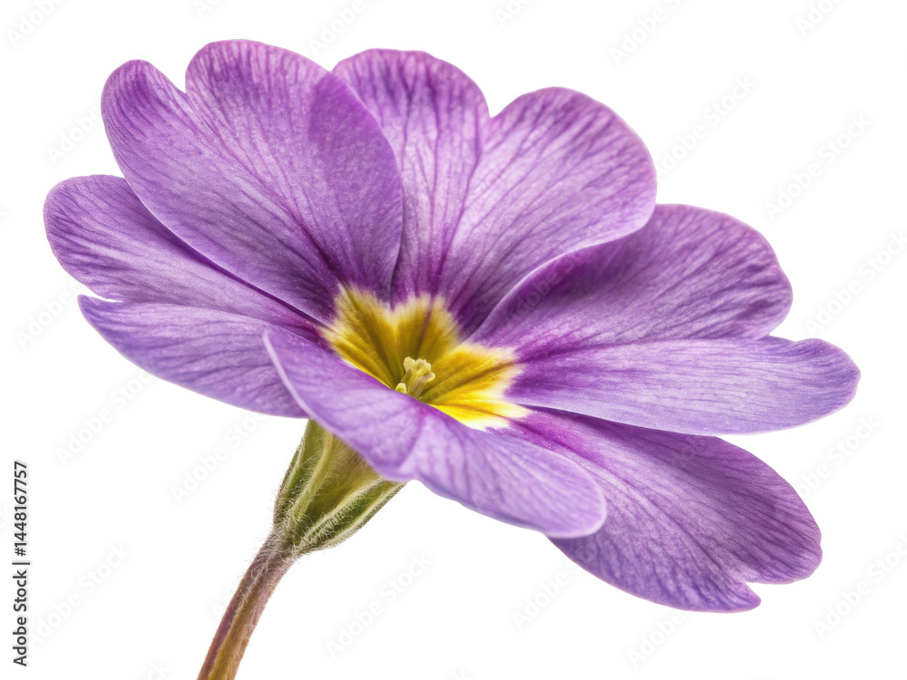 Obraz premium Beautiful primrose flower with delicate purple petals and vibrant yellow center showcases nature elegance and charm