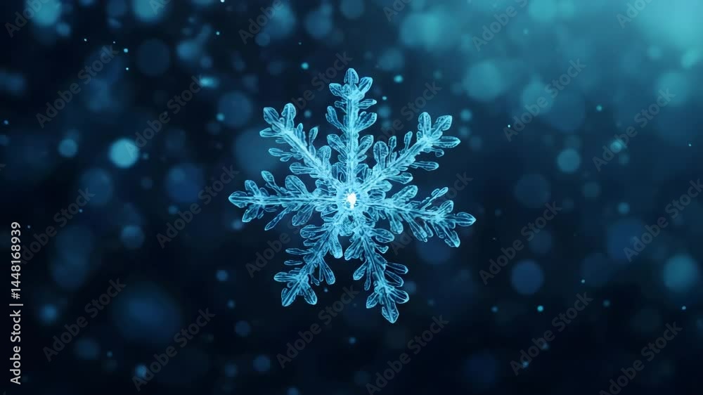 Beautiful snowflake gracefully falling against a shimmering winter backdrop in a serene environment Beautiful snowflake gracefully falling against a shimmering winter backdrop in a serene environment
