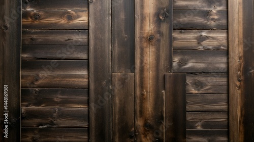 Rustic wooden plank background with natural wood grain and weathered texture for farmhouse-style interiors photo