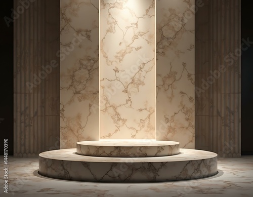 Elegant Marble Platform with Classical Columns podium