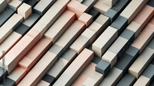 Geometric cube pattern background in muted tones for an isometric and modern 3D illusion