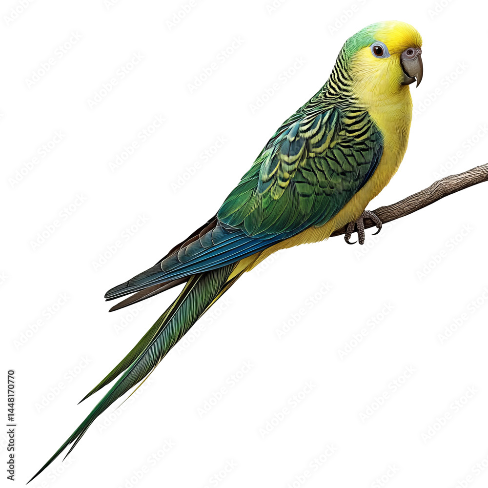 Fototapeta premium A vibrant parrot perched gracefully on a branch, showcasing its stunning plumage