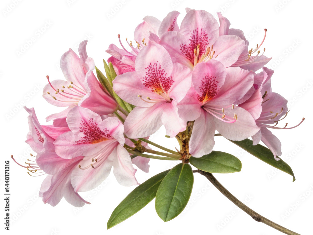 Fototapeta premium Rhododendron flowers bloom beautifully with delicate pink petals and vibrant details, creating stunning display of nature artistry