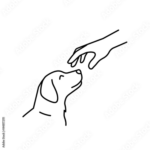 Dog Trust: A gentle hand reaches out to caress the face of a dog, symbolizing the bond of trust and connection between humans and animals.