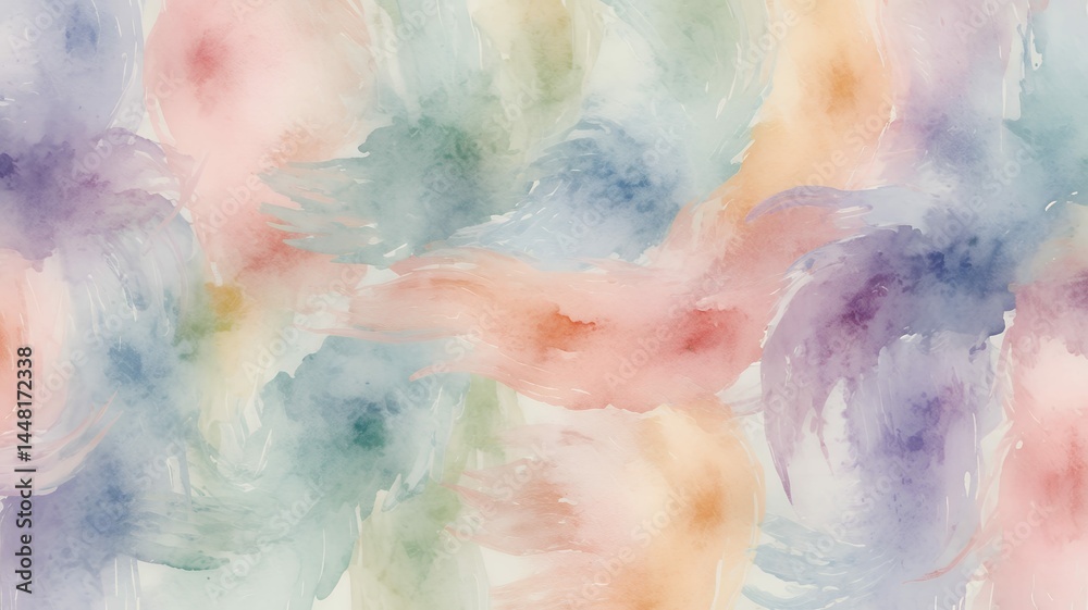 Fototapeta premium Pastel paint strokes background in soft watercolor hues, artistic and flowing texture