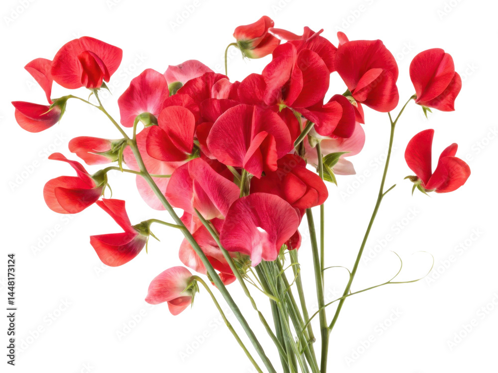 Obraz premium Sweet pea flowers bloom in vibrant red hues creating stunning bouquet that brings joy and beauty to any setting