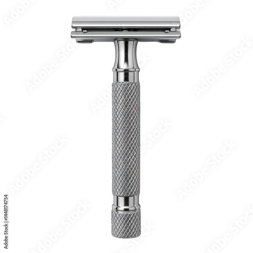 Sharp classic metal razor for precise shaving and grooming, featuring a textured handle for superior grip.
