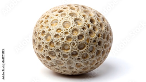 Stone ball on the surface pores isolated on white background