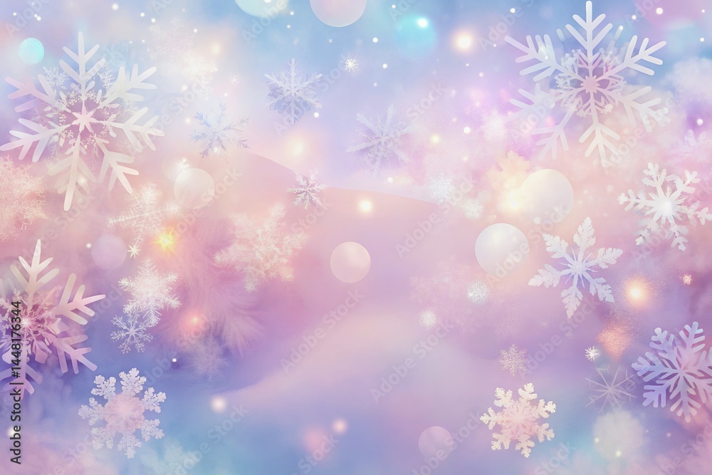 Soft Pastel Holiday Background with Sparkling Snowflakes Soft Pastel Holiday Background with Sparkling Snowflakes