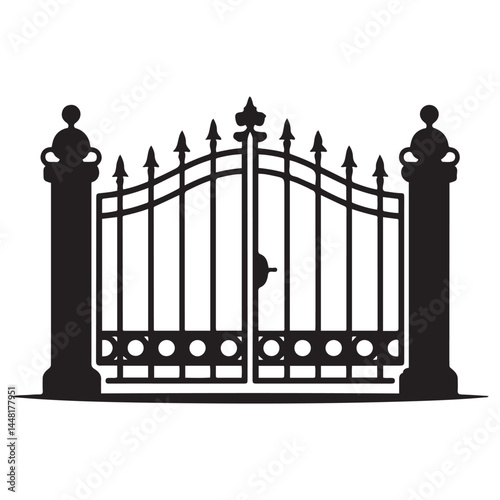 Gate icon Vector Black silhouettes. with white background