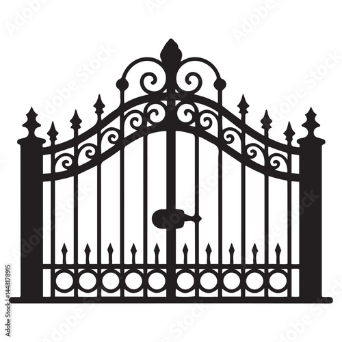 Gate icon Vector Black silhouettes. with white background