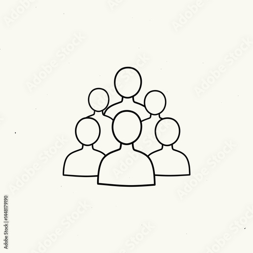Minimalist Collective: A simple, elegant line drawing depicts a group of individuals, conveying a sense of unity and togetherness with understated charm.