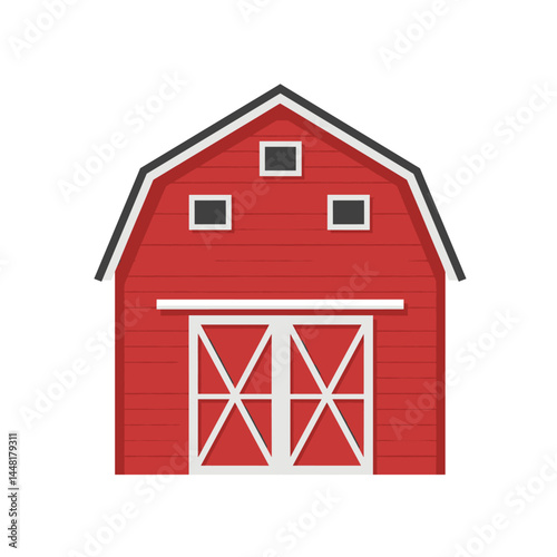 Red Barn in Rural Setting: A classic red barn, iconic in its rural setting, stands proudly with its bright facade, double doors, and traditional architectural style. It evokes nostalgia.
