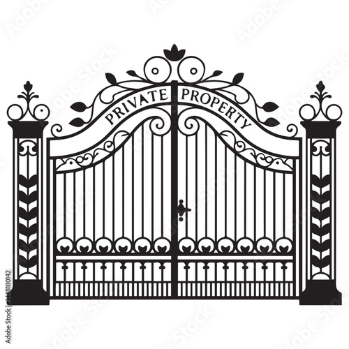 Gate icon Vector Black silhouettes. with white background