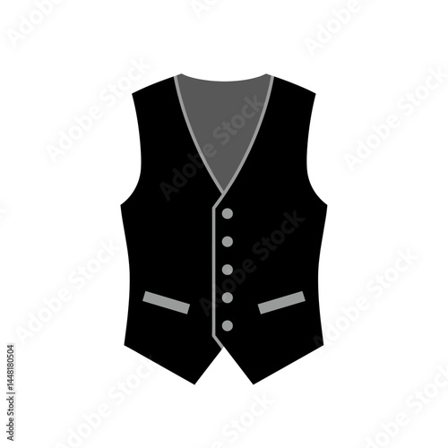 Classic Black Vest: A simple, high-quality illustration of a tailored black vest, suitable for any formal or business-casual occasion.