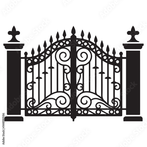Gate icon Vector Black silhouettes. with white background