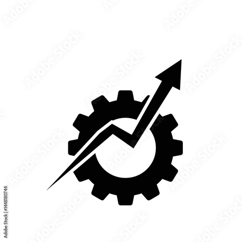 Gear Up for Growth: A dynamic illustration showcasing the synergy of industry and progress through a sleek gear icon, paired with an upward-trending arrow symbolizing advancement.