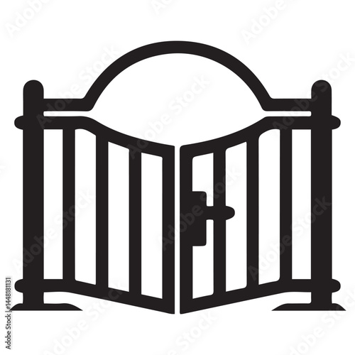 Gate icon Vector Black silhouettes. with white background