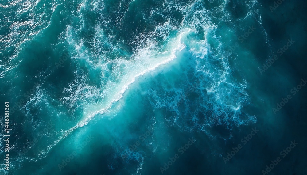 Ocean Wave Aerial View Blue