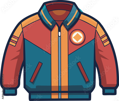 Adobe IllustraA sleek vector illustration of a classic bomber jacket, showcasing detailed craftsmanship, smooth lines, and a trendy, contemporary style.tor Artwork