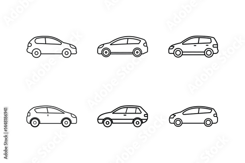 hatchback icon line art vector illustration car design