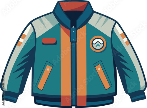 Adobe IllustraA sleek vector illustration of a classic bomber jacket, showcasing detailed craftsmanship, smooth lines, and a trendy, contemporary style.tor Artwork