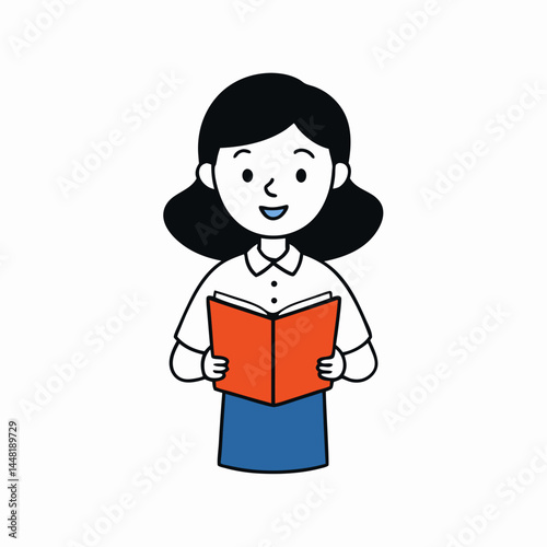 schoolgirl reading a poem aloud during literature class